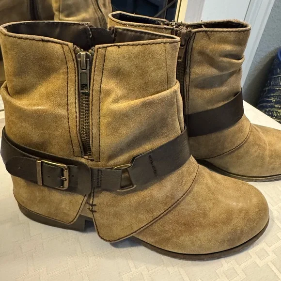 Brown Ankle Boots with Buckle Detail - Picture 2 of 5